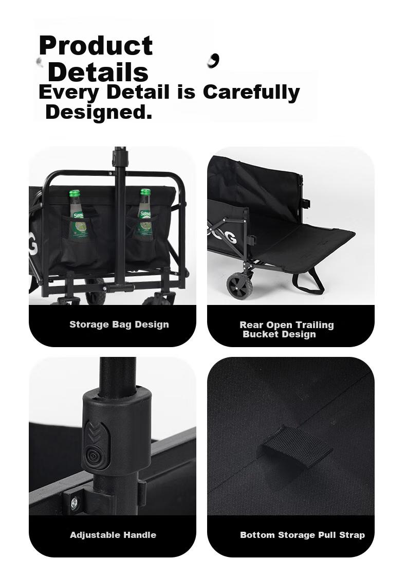 Black Dog Outdoor Camping Cart for Picnics, Grocery Shopping, And Pet Transport with Removable Cargo Bed 8