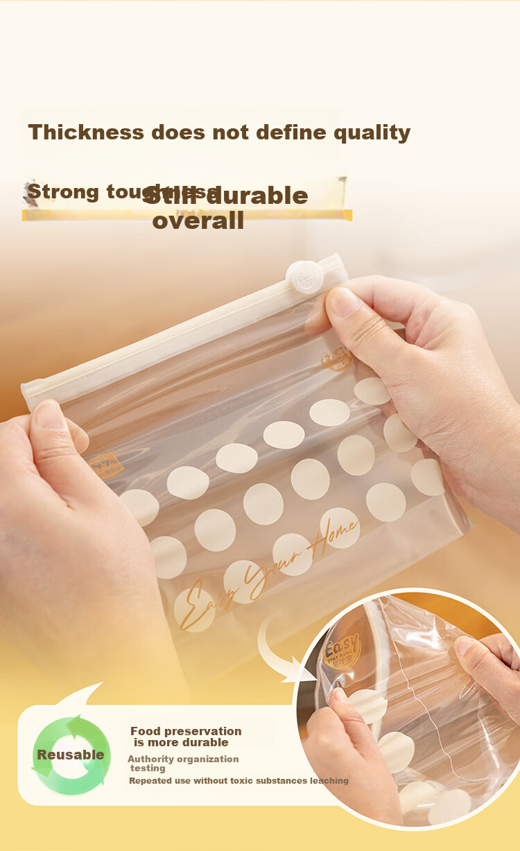 Easy Your Home Food Antibacterial Storage Bags with Zipper, Thickened Refrigerator Organizer Bags, Reusable Portion Bags, Small Size, 20 Pieces 11