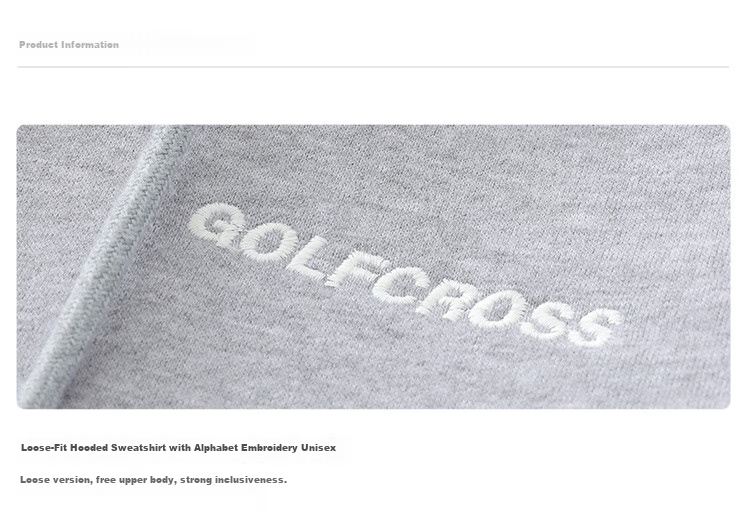 GOLFCROSS Couple's Style, 2025 Spring New Arrival, Letter Embroidery Hooded Drawstring Cardigan Sweatshirt, Floral Gray, M 2