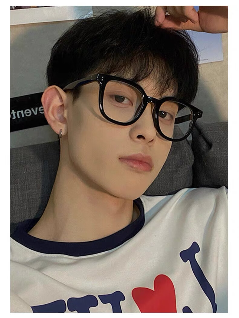 Jimmy Orange Blue Light Blocking Radiation Protection Black Frame Glasses Unisex Trendy Large Frame Non-Prescription Plano Glasses for Nearsightedness 4