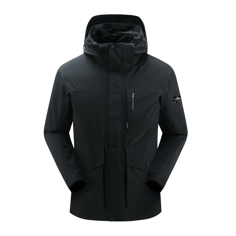Jeep Men's 3-in-1 Outdoor Detachable Fleece Jacket Windproof Warm Waterproof Hiking Coat