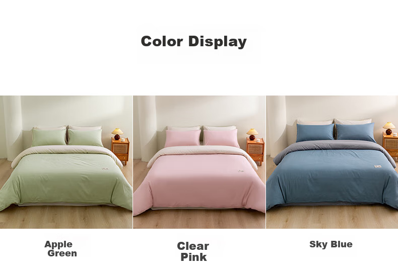 Hengyuanxiang Pure Cotton Four-Piece Set, Class A Antibacterial, 100% Pure Cotton Bedding Set Including Bed Sheet, Duvet Cover, And Pillowcases, for 1.8m Bed, Sky Blue (Duvet Cover 200*230cm) 6