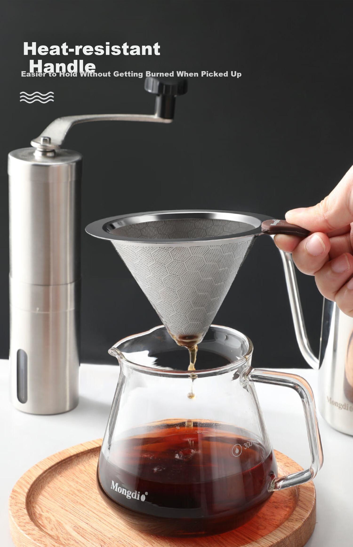 Mongdio Coffee Filter, Ultra-Fine Mesh, Stainless Steel Pour-Over Coffee Filter Cup, Paperless Coffee Filter, Coffee Grounds Funnel, 800 Mesh 11
