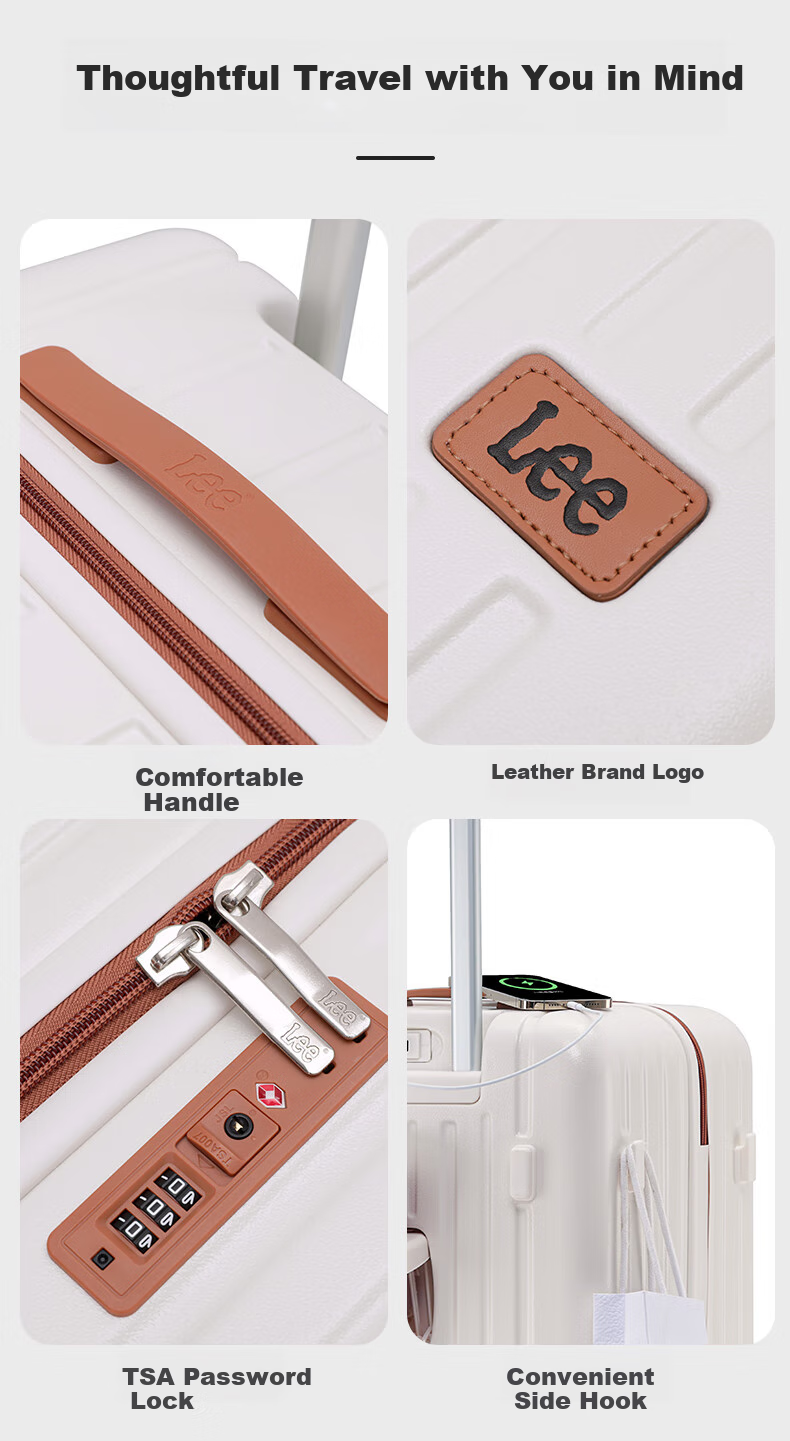 Lee High-Quality Large-Capacity Thickened Suitcase, Trolley Case, Student Carry-On Luggage, Travel Password Lock Suitcase, Aurora White, 20 Inch 13