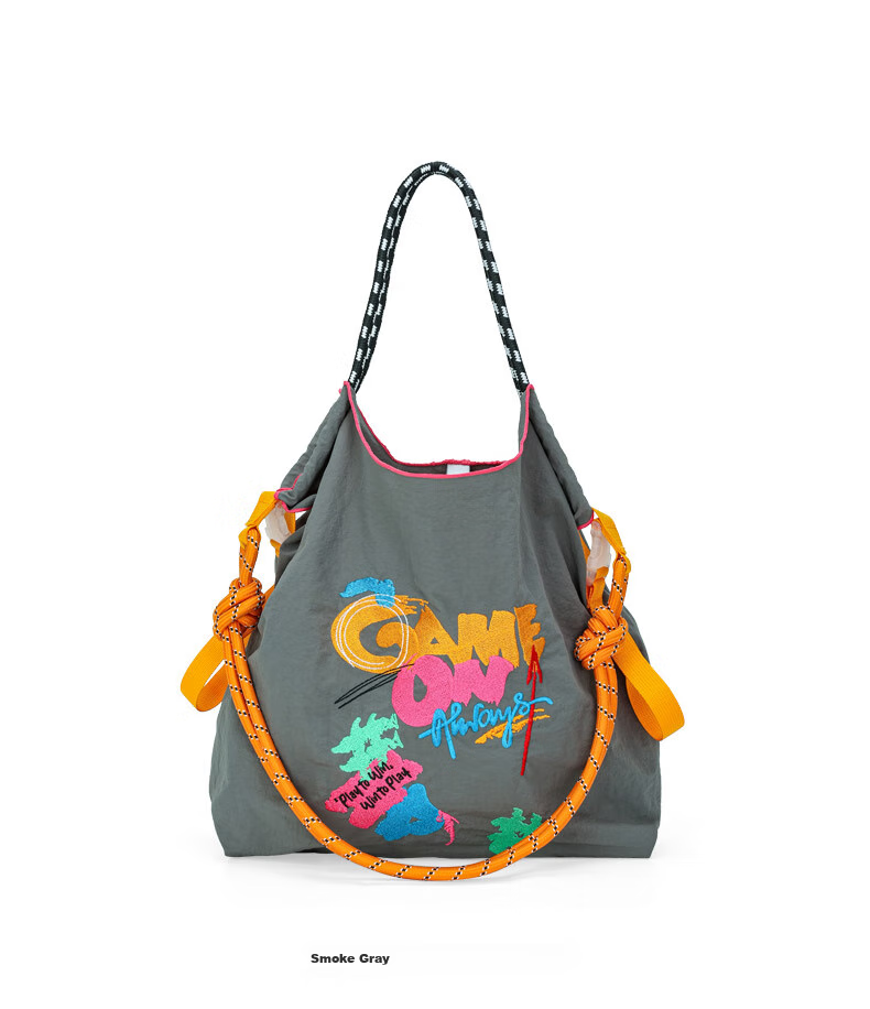 BIGCOWCOW Handbag, Embroidered Nylon Canvas Bag, Shopping Tote, Crossbody Women's Bag 13