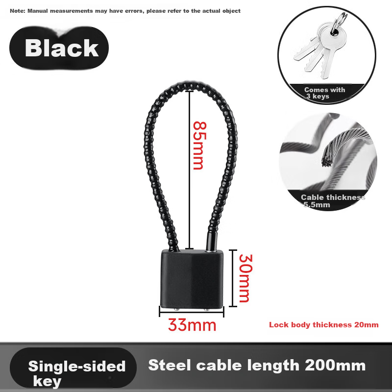 Chugong Steel Wire Padlock, Anti-Theft Cabinet Lock, Locker Lock, File Cabinet Lock, Long Padlock, Steel Wire Lock, Anti-Theft Lock Head, Length 20 3