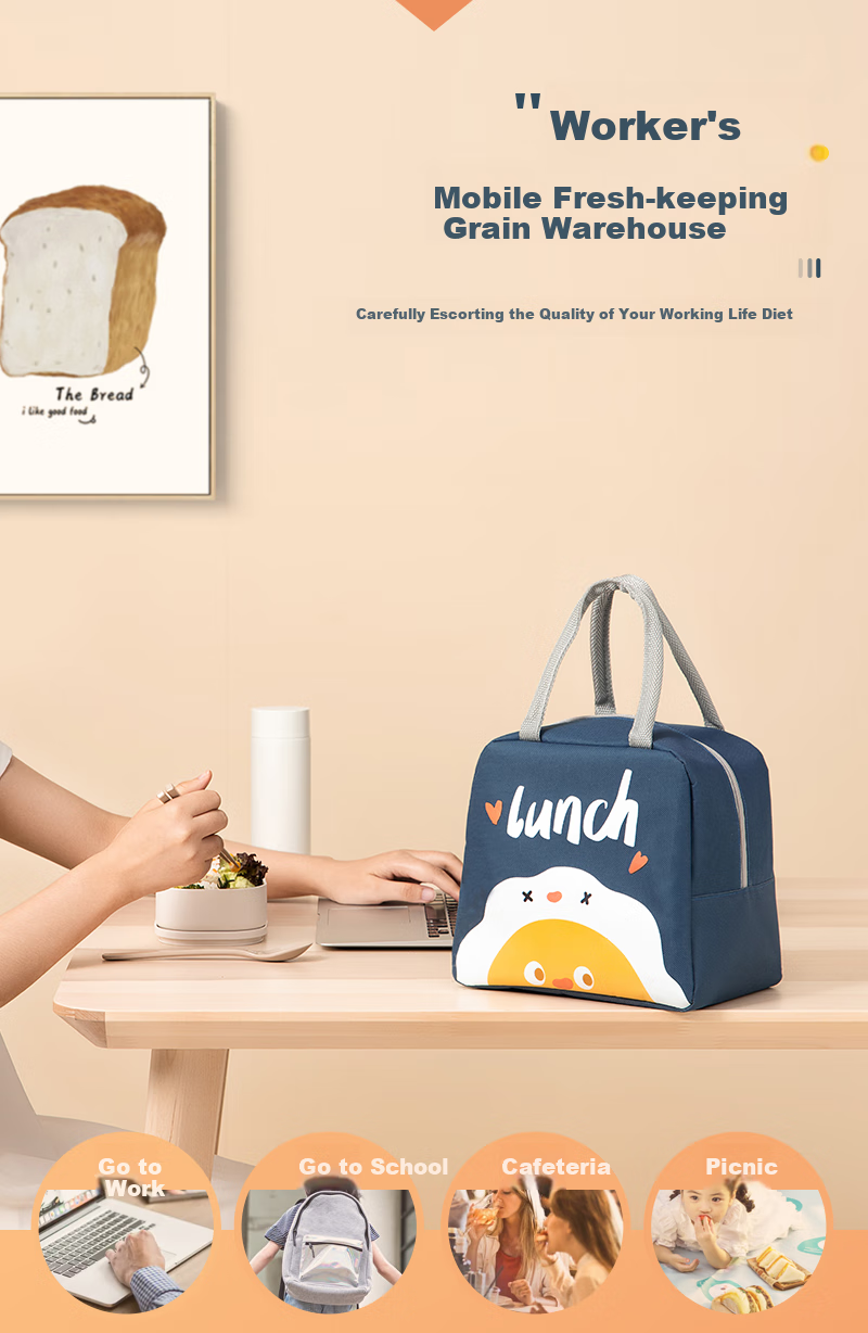 Banzheni Insulated Lunch Box Bag, Large Capacity Portable Bento Box, Office Worker Handheld Aluminum Foil Durable Canvas Large Size for Elementary School Students 9