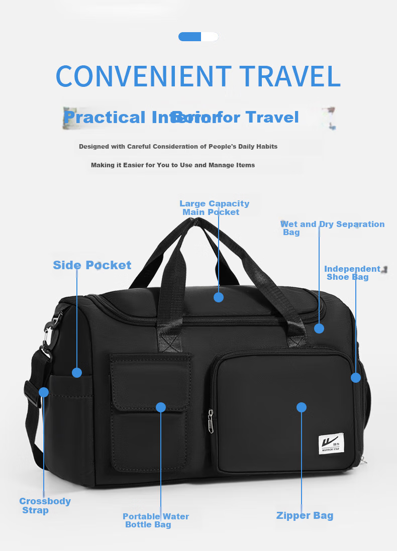 Huili Travel Bag, Large Capacity for Men, Business Trip Handheld Luggage Bag, Lightweight Portable Storage Bag, Wet And Dry Separation Sports Fitness Bag for Wome 6