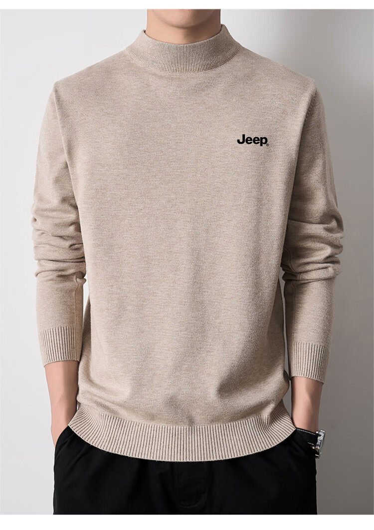 JEEP Men's Winter Sweater Half Turtleneck Knit Thermal Base Layer Black 4XL 2