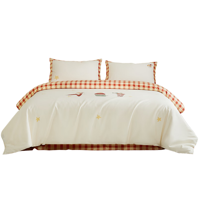 MIDO HOUSE Mingdu 60S Pro Cotton Four-Piece Bedding Set All-Season Sheet Fitted Sheet Duvet Cover - Starfall Christmas Island 1.8m Fitted Sheet Version