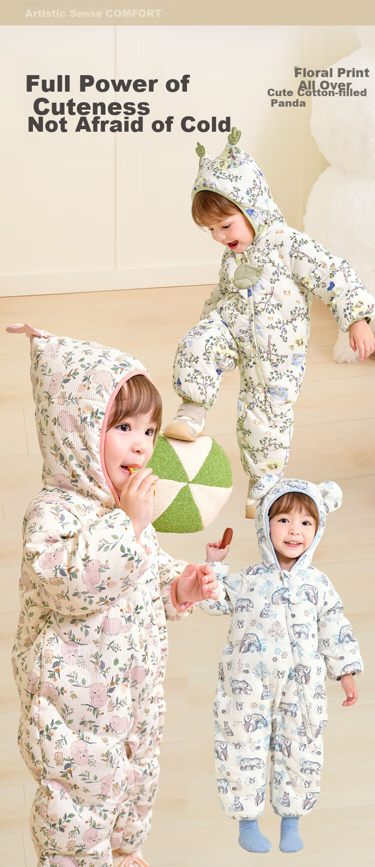 BALABALA Baby down Jacket Onesie, for Boys And Girls, Winter Wear, Warm, Cute, Artistic, Fashionable, Novel 1