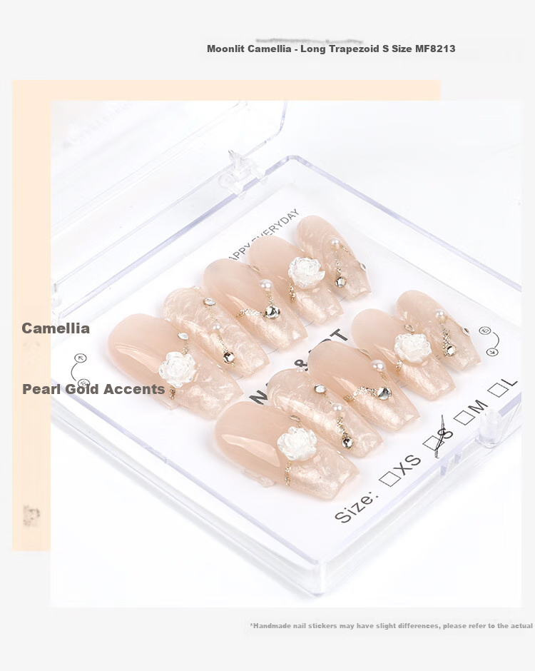 Meifuyu Handmade Nail Wraps (Huanhuan Nail S) Medium-Long Nude Removable Nail Tips MF8608 13