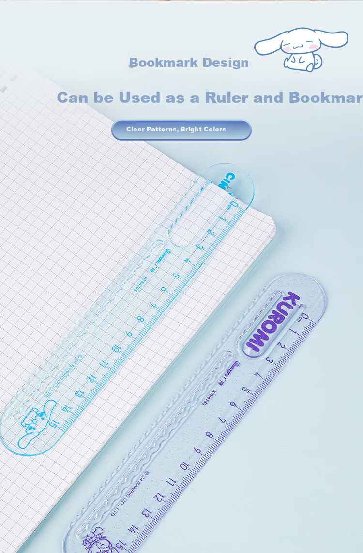 GuangBo Sanrio Student Ruler Set, Large Numbers 15cm Straight Ruler And Triangle Ruler Set, Elementary School Exam-Specific Double Wave Ruler, Random Pattern KT84731 5