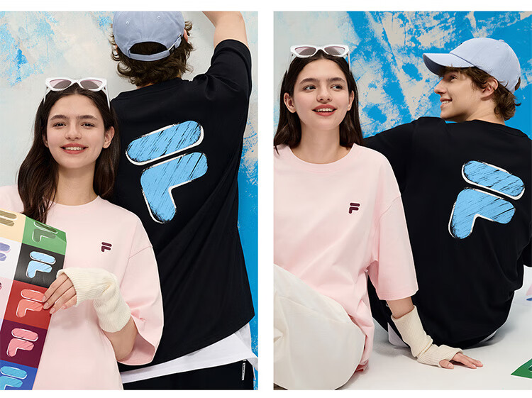 FILA FUSION Fashion Brand Zhang Hao Couple Knit Short Sleeve Shirt 2026 Spring Casual Loose Pure Cotton T-Shirt 23