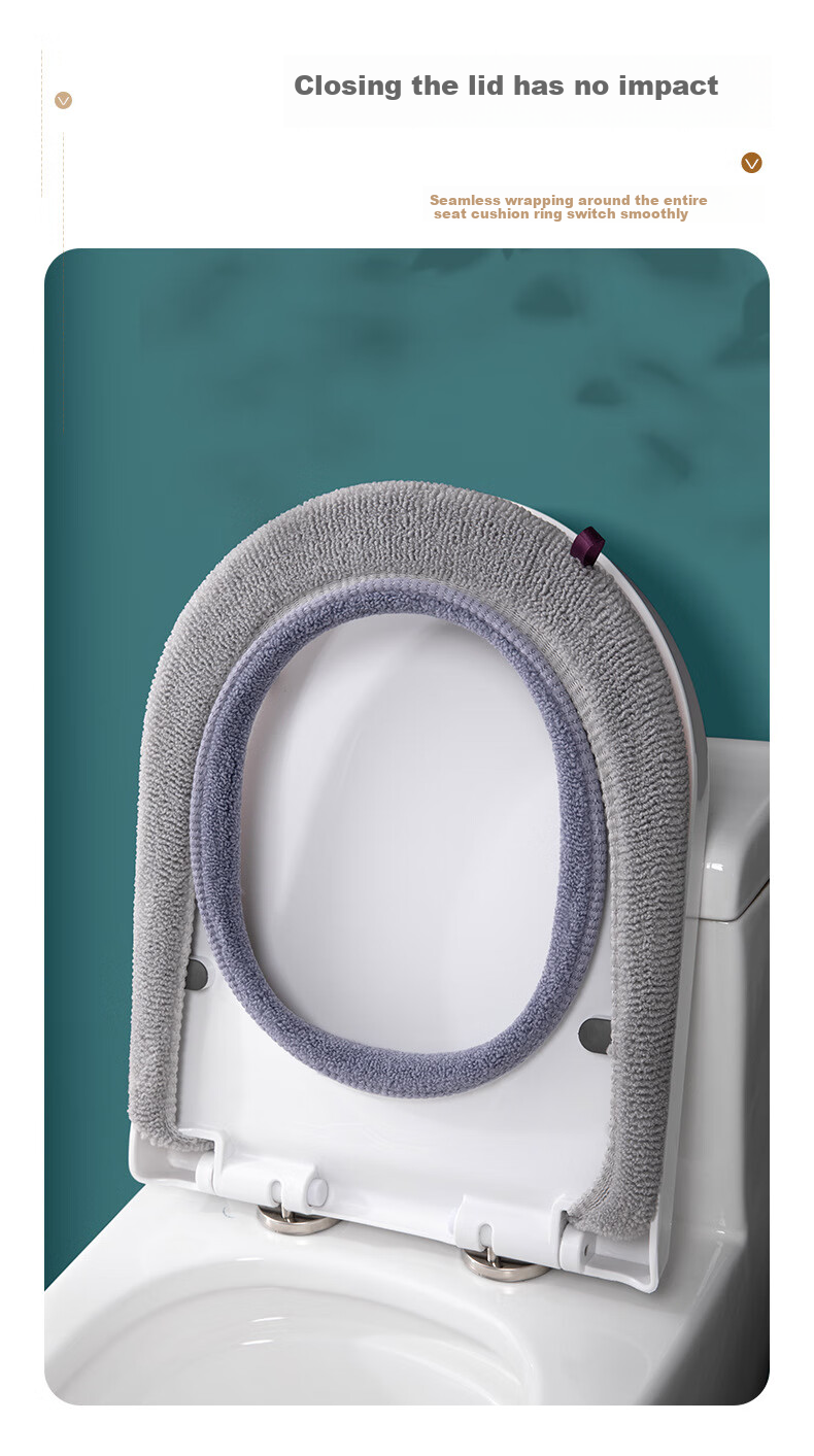 Baizi Toilet Seat Cushion, Autumn And Winter, 2-Pack, Warm Toilet Ring Pad, All-Season Toilet Seat Cover, Washable Toilet Seat Protector 8