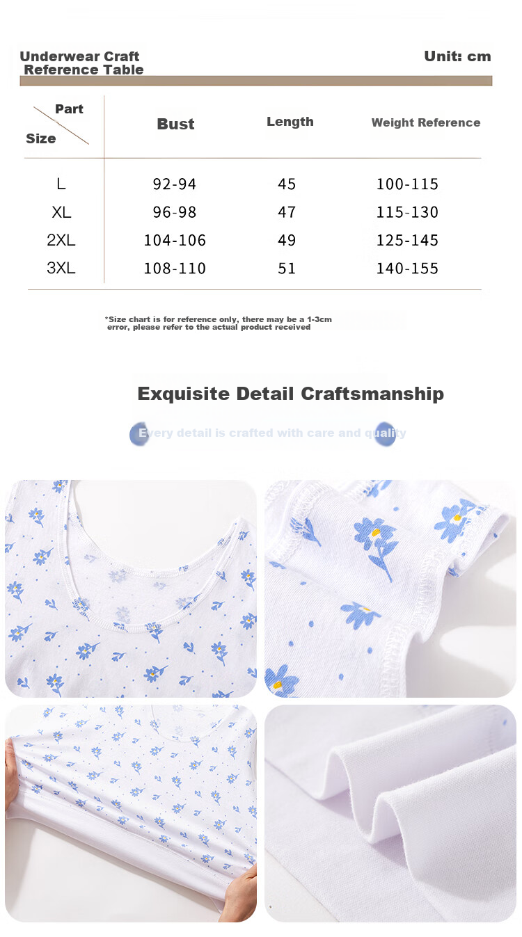 Hengyuanxiang [Pure Cotton] Middle-Aged And Elderly Vest-Style Bra, Women's Undershirt, Mom's Underwear, Thin Style, Elderly Short Vest, Red Flower Patter 11