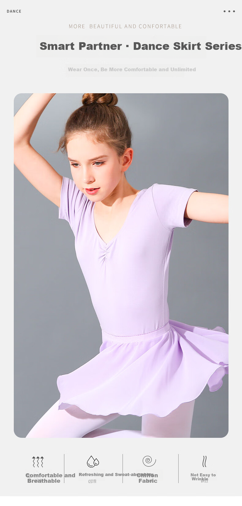 Zhiyouban Children's Dance Skirt, Girls' Half Skirt, Short Dance Skirt, Ballet Skirt, Half-Chiffon Skirt, Purple, S 1