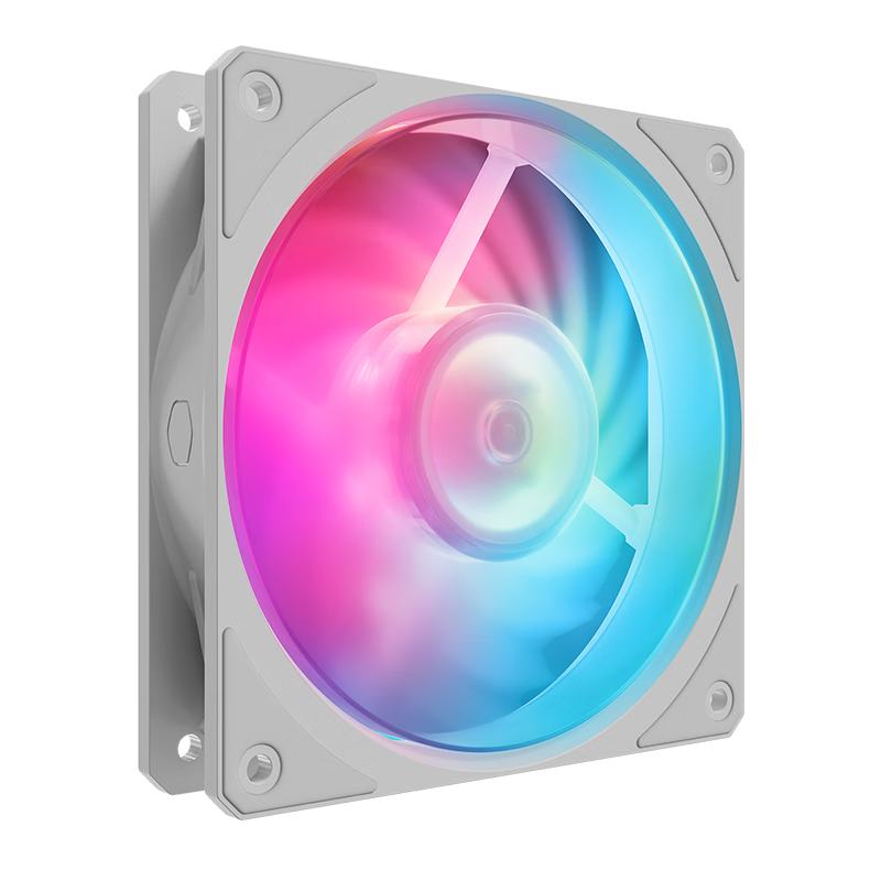 CoolerMaster Mobius120 VX ARGB White 12cm Case Fan LDB Bearing Ring Blade Design Accelerated Airflow Noise Reduction Engineering
