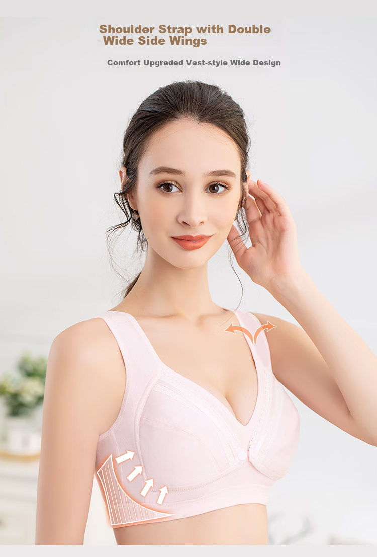 Aibaoshi Nursing Bra Maternity Underwear Pregnancy Wireless Front-Opening Breastfeeding Bra Push-Up Brassiere M508, Skin Color, Size L 5