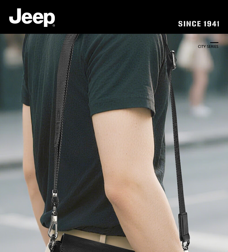 JEEP Men's Shoulder Bag Crossbody Bag Top-Grain Leather Messenger Bag Commuter Travel Chest Bag Birthday Gift 1