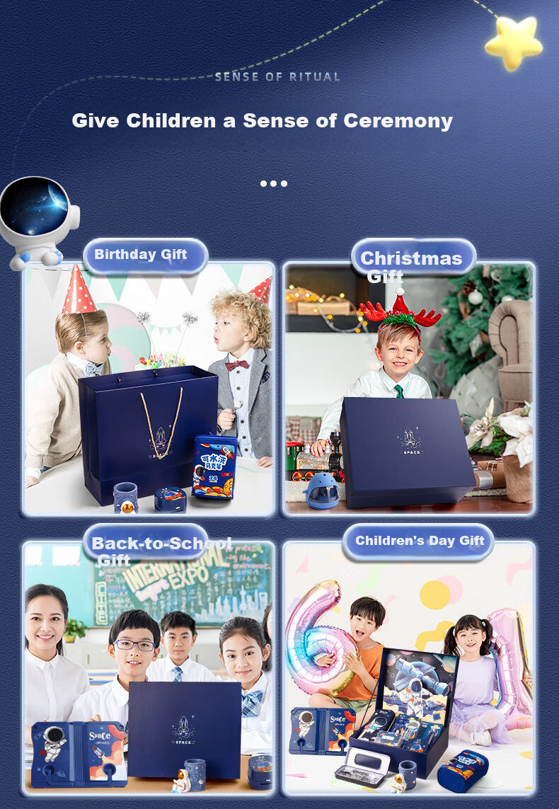 Jinzhi [With Watch] Astronaut Stationery Set, Elementary School Student Supplies, Middle School Children's Day School Supplies, Back-To Timer, School Supplies for Boys, Children's Blind Box Birthday Gift 4