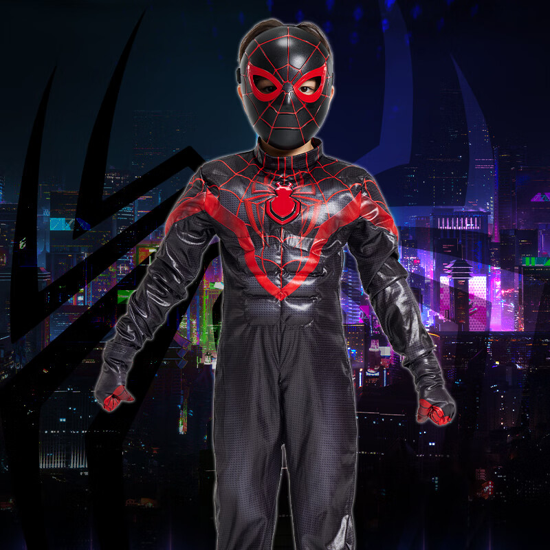 Disney Spider-Man Miles Boys' Cosplay Jumpsuit Set Christmas Kids Gift Spider-Man Mask 150 CM
