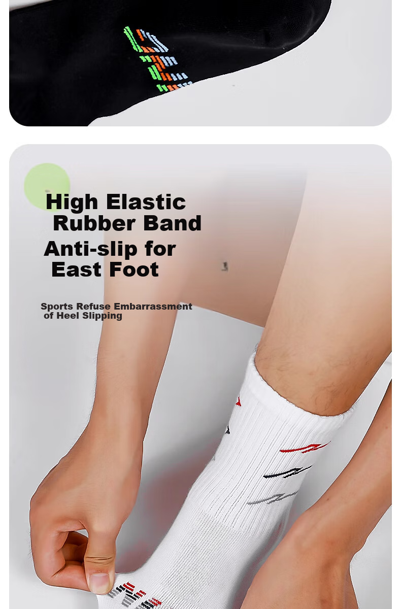 Li-Ning Socks for Men And Women, Sports Basketball Running Socks, Mid-Calf, Spring And Summer, Cotton Casual Sweat-Absorbing Breathable Odor-Resistant Hiking Socks, Gray 8