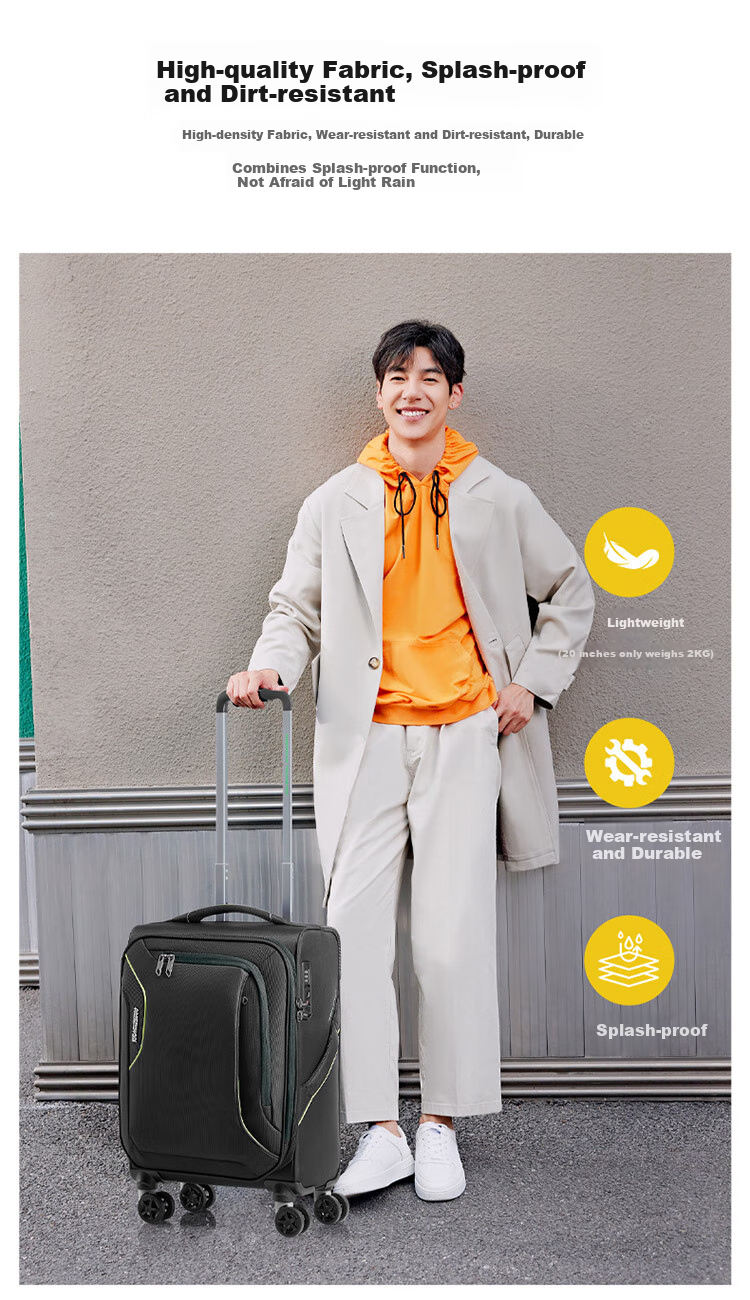 AMERICAN TOURISTER Luggage, 26-Inch Expandable Suitcase, Large Capacity Soft Case with Wheels, Business Password Lock, DB7 Black 3