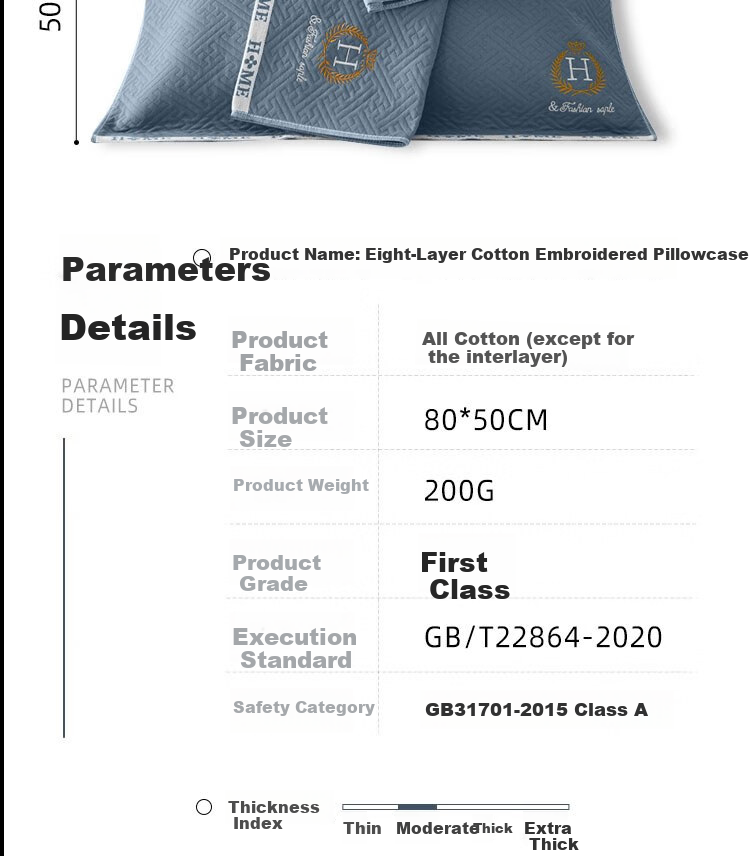 Yuanshenghuo Pure Cotton Class A Pillowcase Set of Two, 100% Cotton Oil-Proof And Sweat-Proof Pillow Cover, Extra Large And Thick, Blue, 50x80cm 14