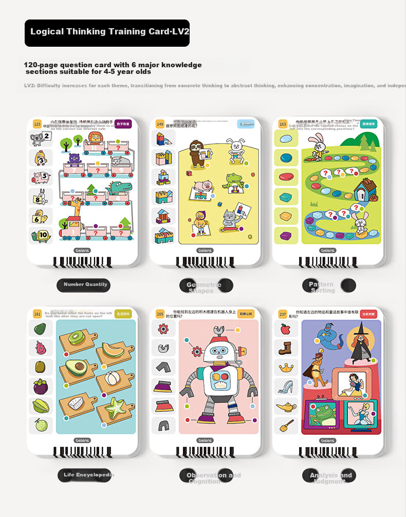 Beienshi Logical Thinking Learning Machine, Children's Early Education Device for Ages 3-6, Cognitive Training Enlightenment Math Encyclopedia, Birthday Gift 9