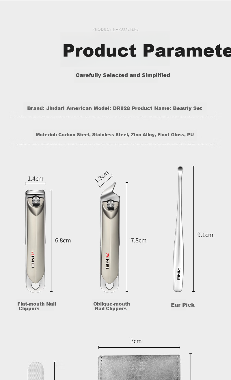 Jindarimei Nail Clipper Set, Complete Four-Piece Kit, Anti-Splash Nail Clippers, Large Nail Scissors, Manicure Tools, Diagonal Nail File 10
