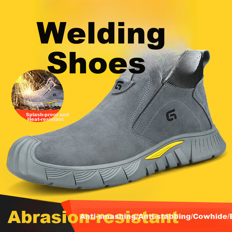 Jingtu Welding Safety Shoes for Men, Summer Breathable Steel Toe Cap Anti-Puncture Spark-Proof Work Shoes 3005 Size 42