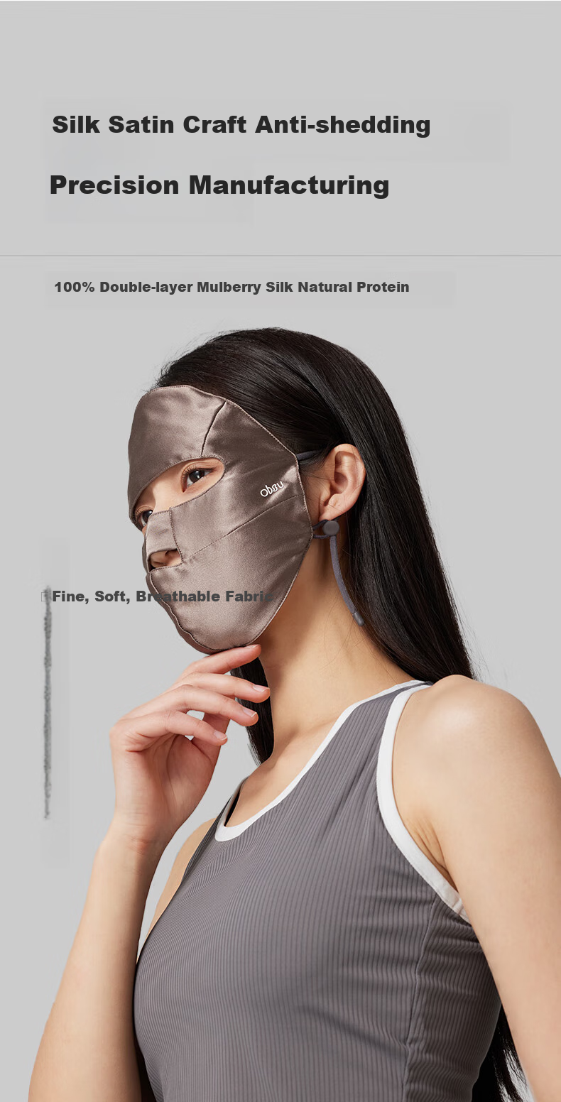 Obsu Japanese Obsu Sun Protection Face Mask with Neck Guard, Lightweight Summer Sunshade UPF50+, Cherry Blossom Pink Veil Style 7