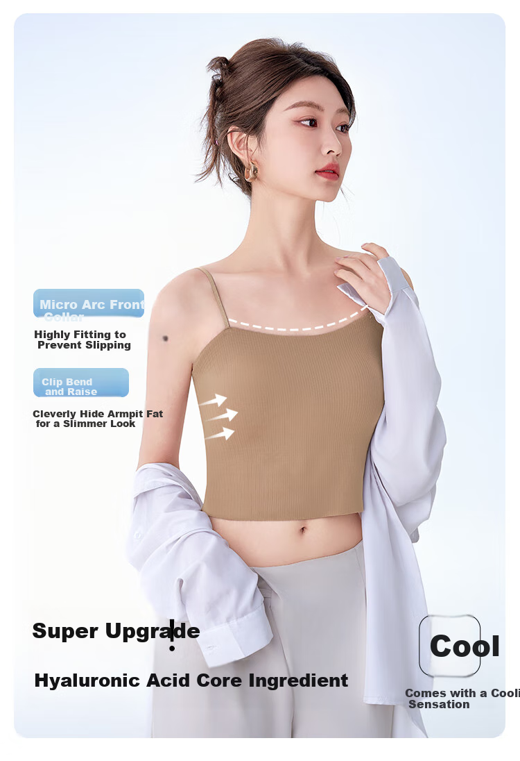 FitonTon Ice Silk Camisole with Chest Pad, Wearable Hyaluronic Acid Cooling Base Layer, Beautiful Back Bra Vest for Women 2