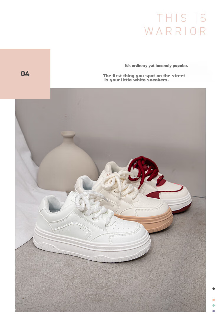 Huili Women's New Platform Sneakers, Thick-Soled Heightening Versatile Classic White Shoes for Women, J573Z, White, Size 39 2