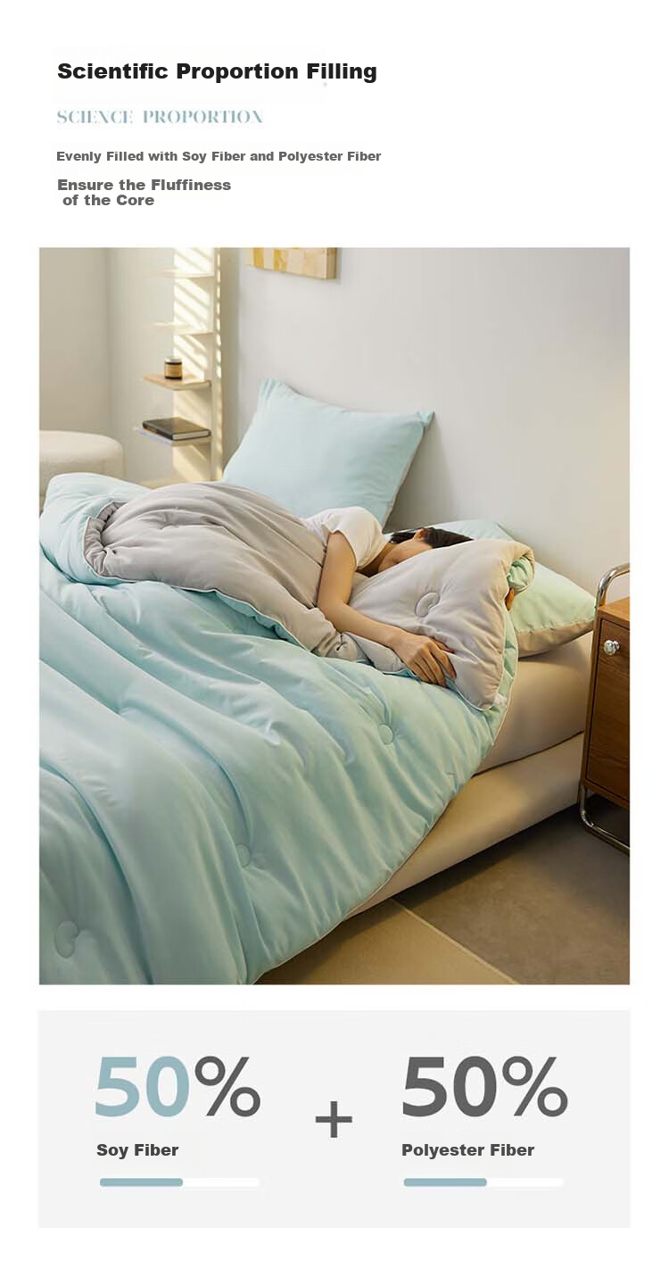 Dohia Soybean Fiber Spring And Autumn Comforter, Class A 50% Soybean Fiber Quilt, Single Bedding, Approximately 3 Jin (1.5 Kg), 152*218cm 5