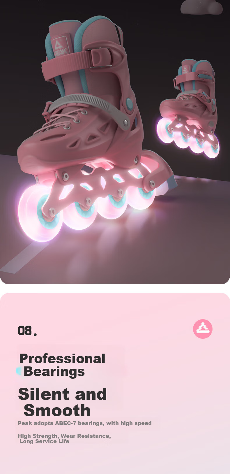 PEAK Roller Skates, Children's Inline Skates, Boys And Girls Roller Skates, Hip Protection [Elementary And Middle School Roller Skating Class], Birthday Gift, Blue M 14