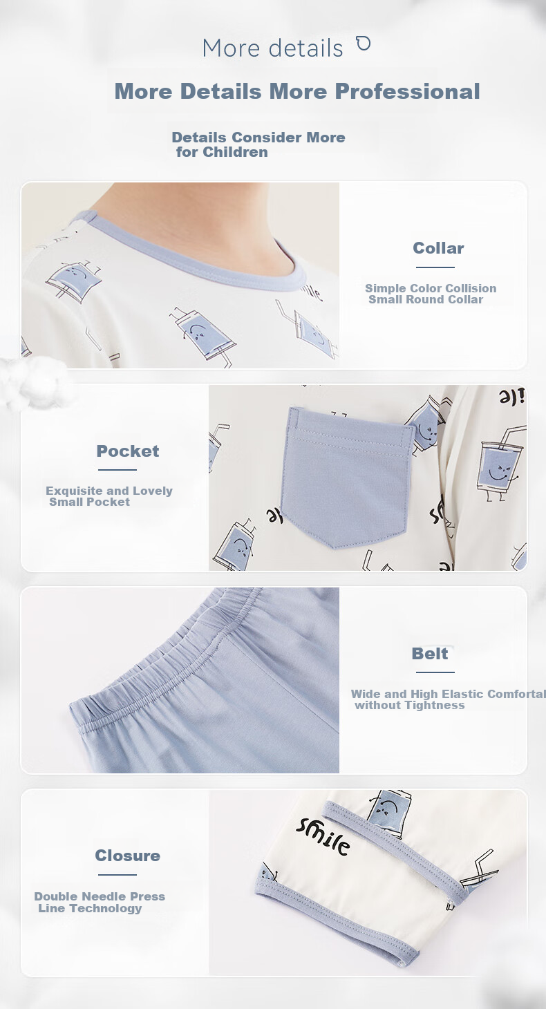 Hodo Children's Pajama Set Summer Boys And Girls Modal Loungewear Cotton Air Conditioning Wear J3176 Ice Green 140 7