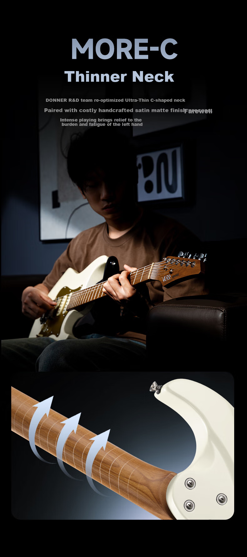 DONNER DST 550 Electric Guitar for Beginners, Intermediate Level, Adults, Men And Women, Electronic Guitar for Rock Music, Tiger Pattern Amber 12