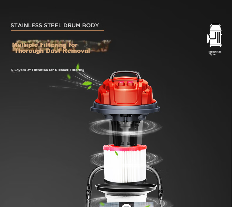 Jienuo 3200W Commercial Industrial High-Suction Vacuum Cleaner for Workshop And Factory, Powerful Wet And Dry Dual-Use Dust Removal Machine with 70L Large Capacity JN309 Floor Brush Deluxe Model 15