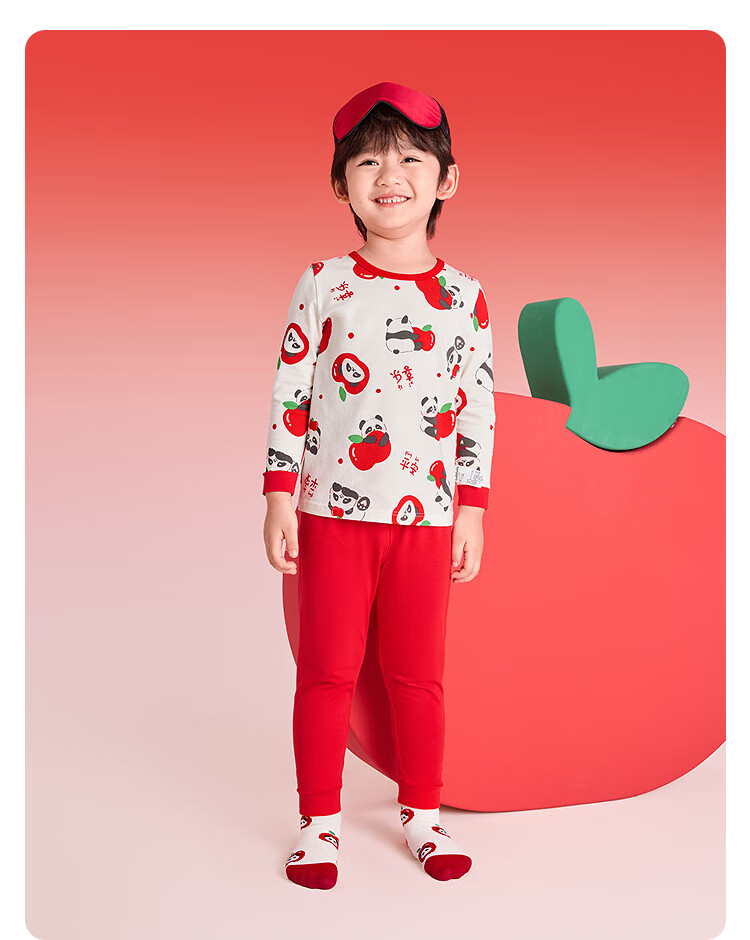 BALABALA Kids Children's Underwear Set Boys Girls 2026 Spring Baby Pajamas Autumn Clothes Red New Year Season Trend 5