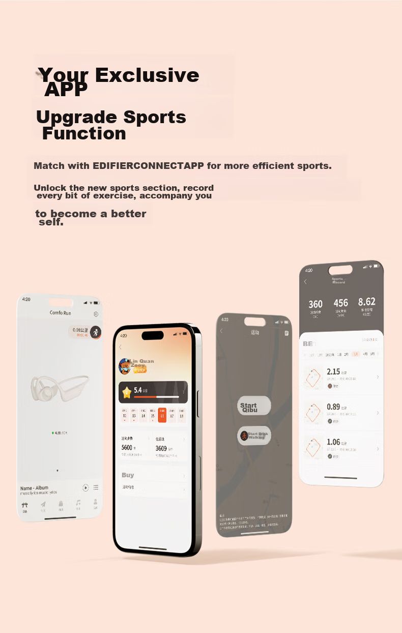 EDIFIER Comfo Run Open-Style Bluetooth Headphones, Bone Conduction Upgraded to Air Conduction, Sports Earphones, Wireless Earphones, for Running And Cycling, Beach White 10