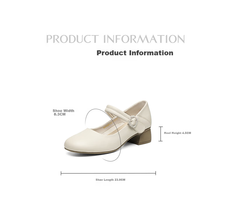 RED DRAGONFLY Shallow Women's Flats, Spring Women's Shoes, Mary Jane Thick Heel Comfortable Women's Shoes WJB15806 Beige 40 7