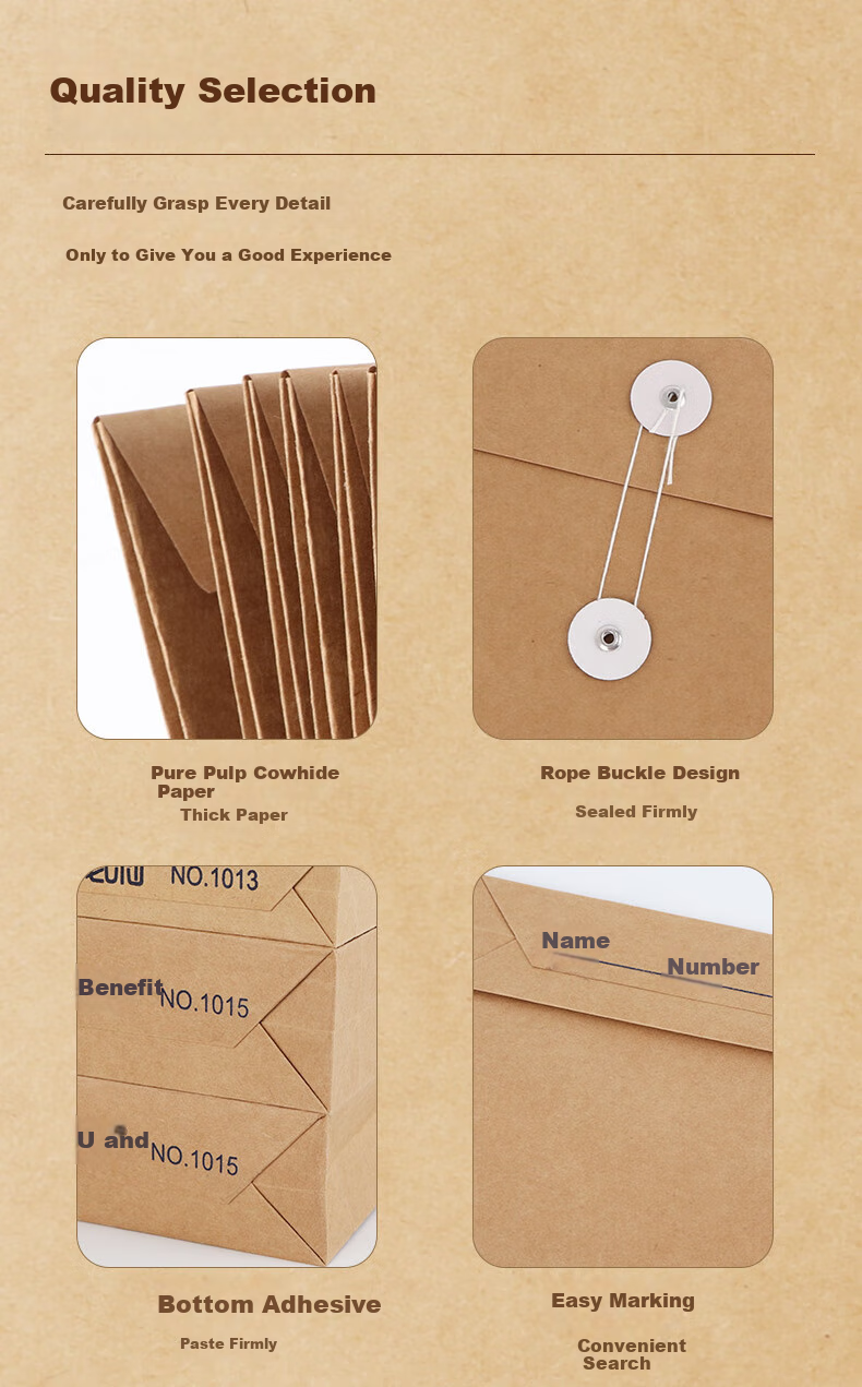 Youbili High-Quality A4 File Folders Kraft Paper, Thickened Bid Document Folders, Office Supplies, Pack of 20, 5cm Bottom Width, Blue-Black Font, 1015 2