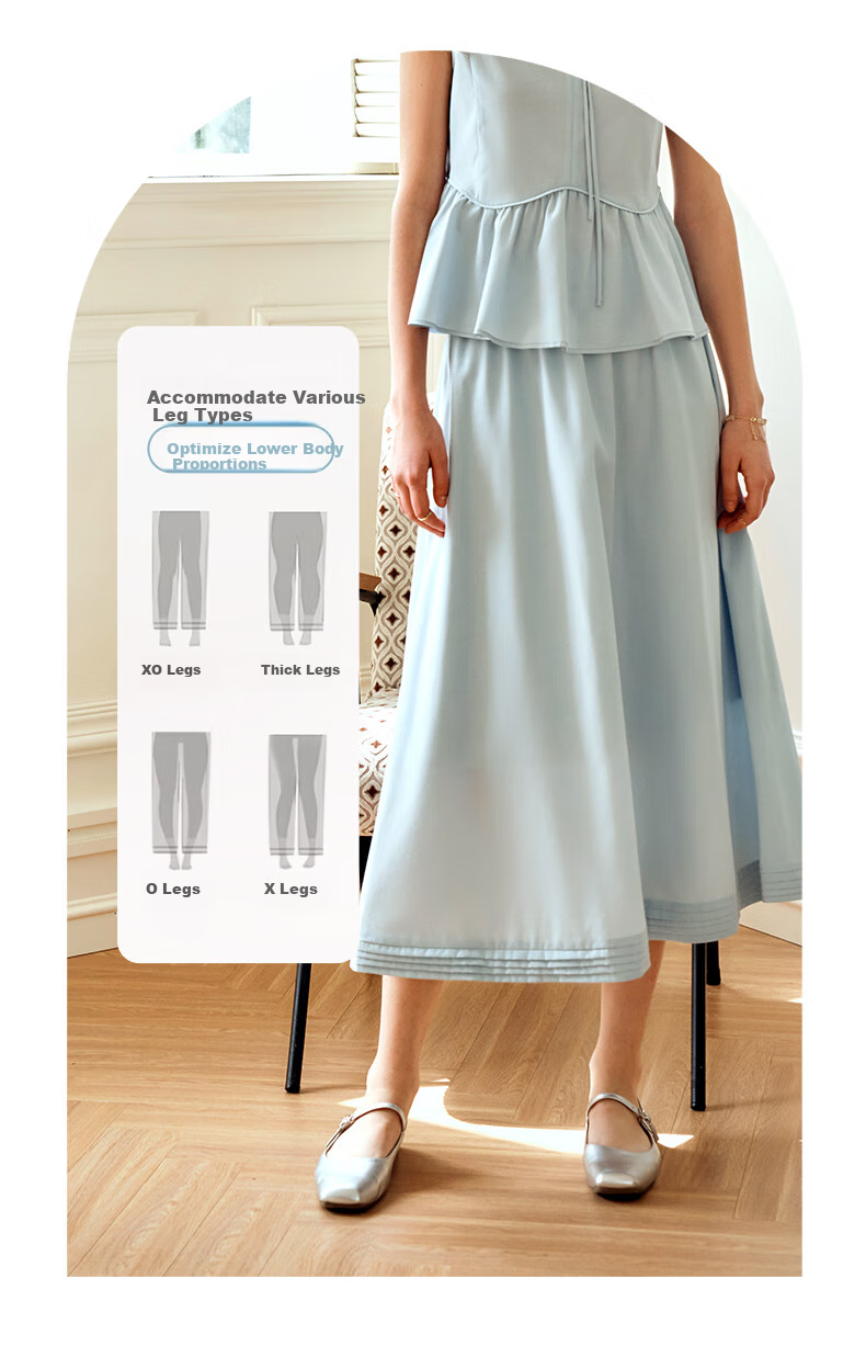 Olrain Elegant Sleeveless Workwear Set - Top and Skirt Two-Piece Summer Women's Outfit Light Blue M 15