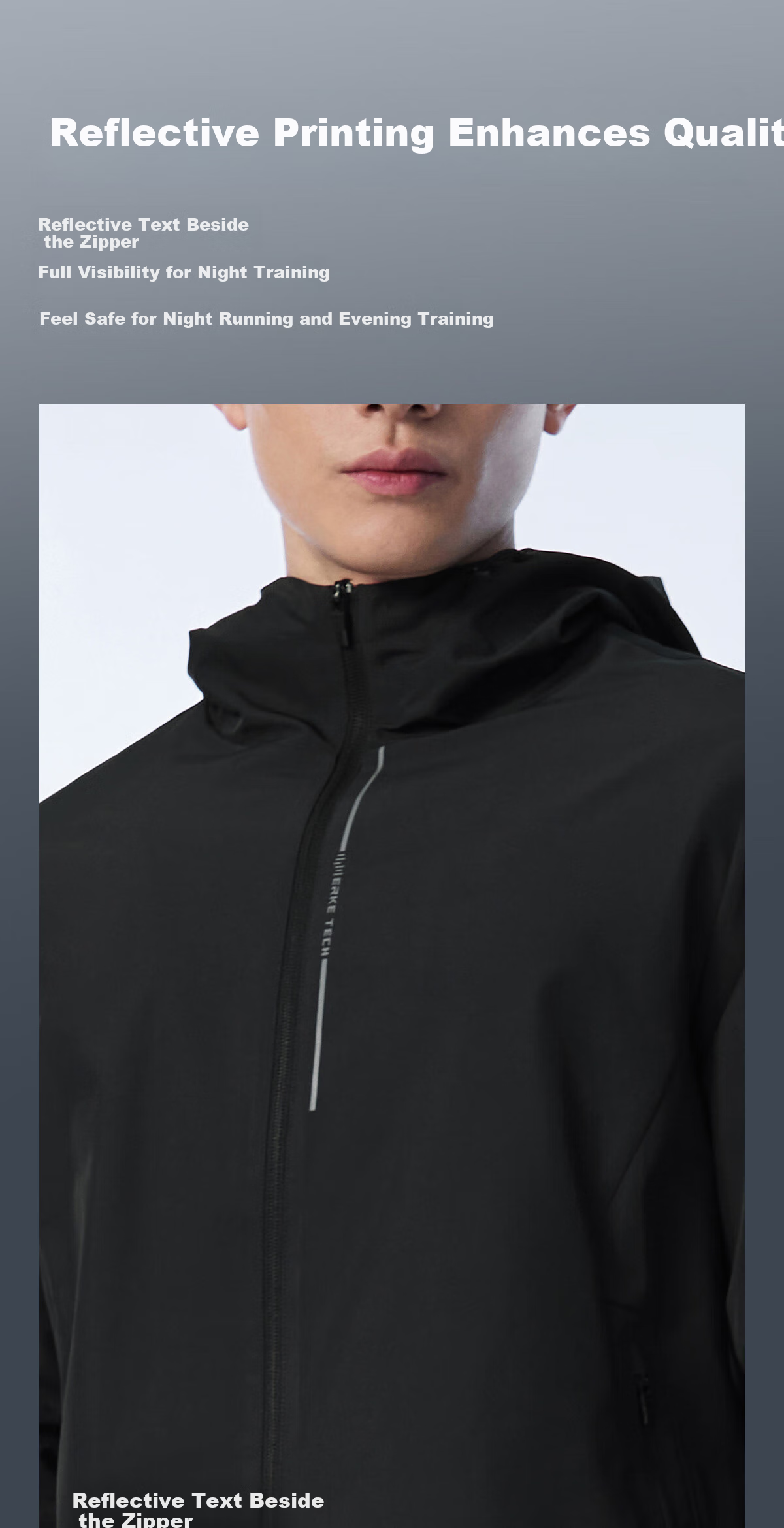 ERKE Jacket, Spring Men's Cardigan, Hooded Waterproof Cycling Wear, Windproof Running, Solid Color Versatile Casual Outerwear 5