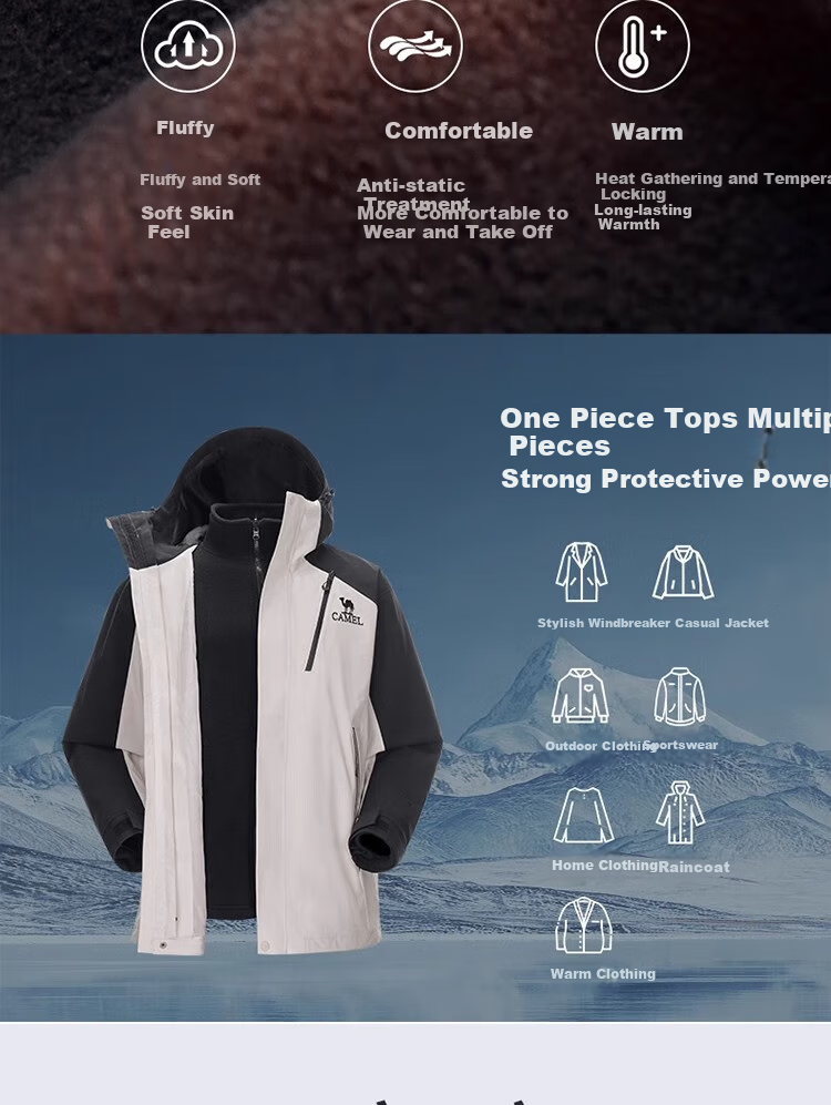 CAMEL [Wangzhe Kaijia] Outdoor Three-In Jacket for Men And Women, Windproof Coat, New Hiking Wear 5