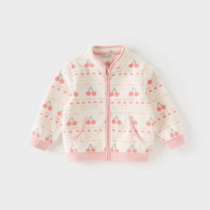 DAVE & BELLA Huggable Jacket Boys' Spring and Autumn Fleece Coat Children's Pullover Baby Girls' Fall Wear
