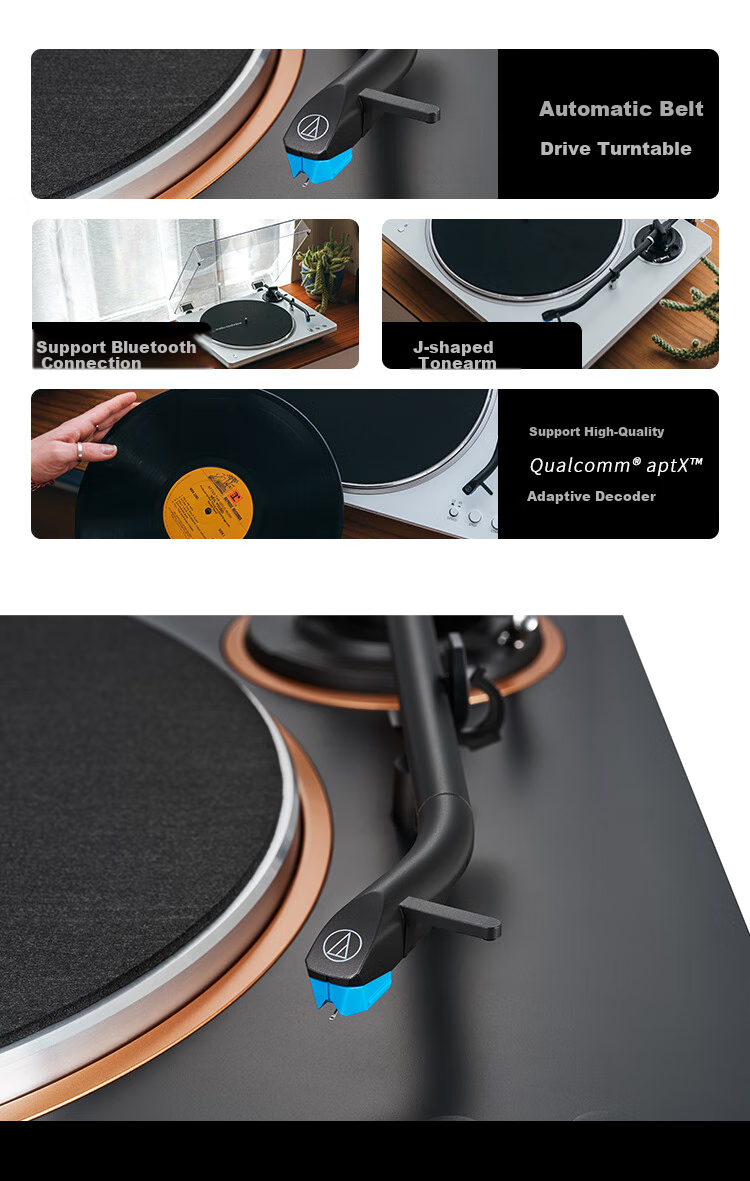 Audio-Technica [Self-Operated] LP70XBT BS Bluetooth Wireless Vinyl Record Player, Retro Audiophile Phonograph, Electric Phonograph, Black And Silver Graduation Gift, LP60X Advanced Versio 3