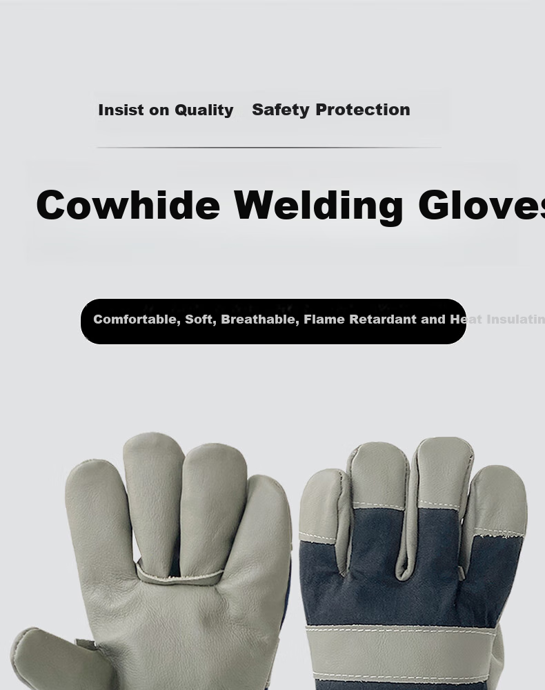 Shengfang Half Leather Welding Gloves, Heat-Resistant Insulated Welding Two-Layer Cowhide Leather Work Gloves for Construction Sites, 5 Pairs 2